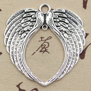 Breloques ailes d'ange 74x69mm tibétain argent couleur pendentifs Antique fabrication de bijoux bricolage artisanat fait main - Product Image 4