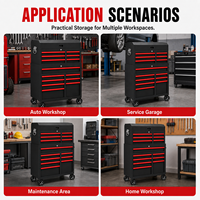 Armoire à outils roulante en acier robuste avec serrure à clé, capacité de charge élevée, rangement portable pour garages et mécaniciens