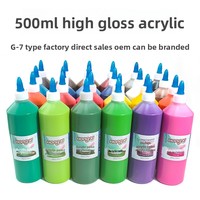 Kit de peinture acrylique haute brillance 24 couleurs 500 ml pour enfants, idéal pour le graffiti, le gypse, les cerfs-volants, les poupées en vinyle, haute viscosité, imperméable, pour toile et verre