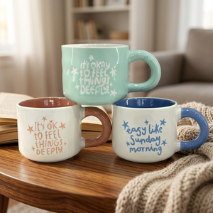 Mug en céramique de porcelaine, style minimaliste moderne, éco-responsable, best-seller, design créatif nordique, mignon, compatible micro-ondes - Product Image 1