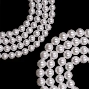 Lager zum Verkauf runde Perlenhalskette DIY-Perlen gute Qualität Glas nachahmen Perlen weiße Farbe Perlen für Schmuckherstellung