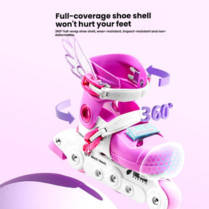 Pattini a rotelle rosa per bambini 2-6 anni, per principianti, con ruote, in PU - Product Image 2