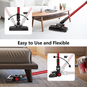 YFS Cordless Vacuum Cleaner 150W 8Kpa Suction Rod Type Red D806 With Telescopic <b>Tube</b> And <b>Led</b> Brush - Product Image 3