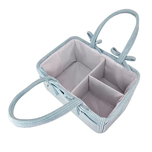 Panier de rangement portable en velours côtelé bleu pour couches, sac à couches pour bébé, organisateur de crèche pour maman, panier à couches pour bébé - Product Image 6