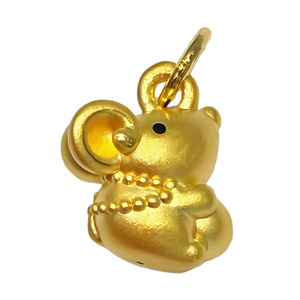0,6g 24K oro micro-duro sabiduría reunión riqueza pequeño ratón colgante oro puro colgante accesorios de joyería de gama alta - Product Image 2