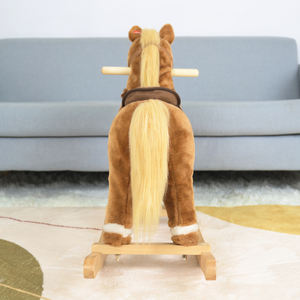 <span class=keywords><strong>Cheval</strong></span> à <span class=keywords><strong>bascule</strong></span> en peluche avec base en bois, adorable et à prix abordable, pour garçons et filles - Product Image 6