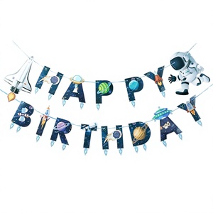 Bannière <span class=keywords><strong>d</strong></span>'<span class=keywords><strong>anniversaire</strong></span> créative en acier inoxydable sur le thème des astronautes, multicolore 'HAPPY BIRTHDAY', pour fêtes, approvisionnement transfrontalier - Product Image 1
