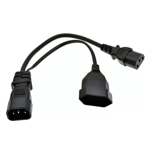 Customized Y Spliter Power Cord IEC320 C14 <strong>Plug</strong> 3-Prong Male Power Cable Cord AC Power Adapter to C13+eu Female <strong>Plug</strong> 2Pin Female <strong>Socket</strong> - Product Image 1