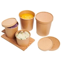 Gobelet en papier, Boîte à nouilles à emporter en kraft avec poignée, Contenants pour restauration rapide, Bols à déjeuner en papier, Barquettes à soupe couvertes