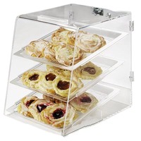 Vitrine rectangulaire en acrylique transparent pour pain et pâtisseries, anti-poussière, avec plateaux amovibles à plusieurs niveaux