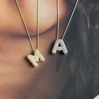 Collar con Inicial de Corona de Circonio de 26 Letras de la A a la Z, Collar con Letras Árabes Punk Hip-Hop