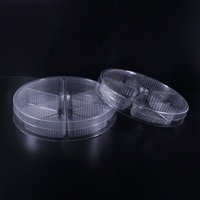 Barquette de service divisée en plastique jetable personnalisée à 5 compartiments avec couvercle pour sushis, bonbons, gâteaux, biscuits, PET OEM