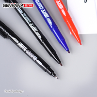 Marqueurs permanents double pointe Genvana Factory Wholesale, pointe fine 0,5-1 mm, encre à base d'huile à séchage rapide, imperméable, matériau PLA