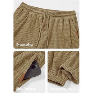 JMIERR Pantalon décontracté pour homme avec cordon de serrage texturé gaufré, taille élastique, jogging fuselé avec poches zippées, logo personnalisable - Product Image 6