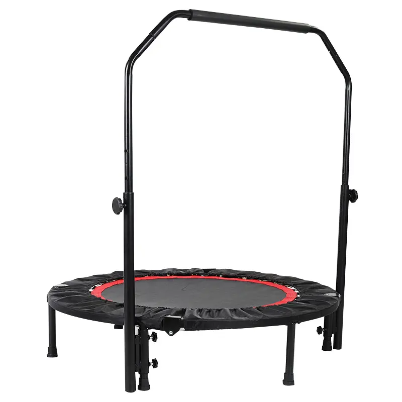 Trampolin latihan senam dewasa, kebugaran Mini lipat dengan pegangan busa dapat disesuaikan 40 "/48" dalam/luar ruangan Mini