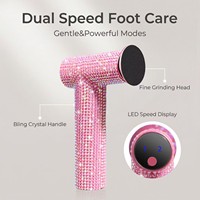 Lima Eléctrica de Lujo para Pies - Recargable, 12 Velocidades Ajustables, con Diamantes, Doble Cara, Cabezal Giratorio 100° para Cuidado de Pies en Casa o Salón