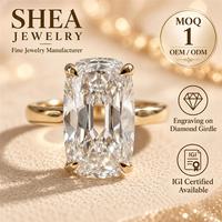 Bague de fiançailles solitaire allongée sur mesure avec diamant de laboratoire taille coussin 0,5-3 carats en or jaune massif 10K/14K/18K certifié IGI VVS