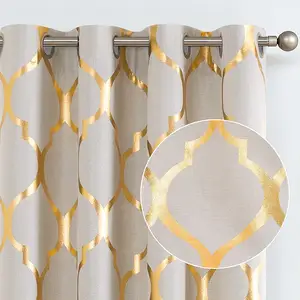 Folien druck Verdunkelung vorhang Luxus Gold prägung Design Verdunkelung vorhänge für Wohnzimmer