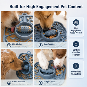 3 in 1 Silicone Dog Slow Feeder Bowl Lick <b>Mat</b> Interactive Pet Enrichment Toy With Suction - Product Image 3