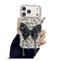 Coque de téléphone 3D papillon strass diamant pour Apple 18 17 Pro avec sangle de fixation pour iPhone 16/15/14, luxe pour femmes 13