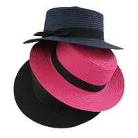 מכירה לוהטת גברת אופנה אישית שטוח למעלה קיץ קש מגבעת שמש כובע