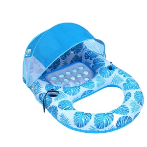 JOSEN - Flotteur gonflable de piscine moderne en PVC robuste avec auvent UPF50+ - Chaise longue pour adultes avec porte-gobelet et dossier - Product Image 1