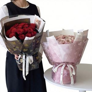 Emballage pour la Saint-Valentin, papier d'emballage pour fleurs en PVC imperméable coréen, design amour, cellophane translucide, bouquet floral - Product Image 1