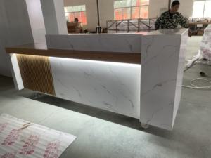 Mostrador de Recepción de Madera de Nuevo Diseño para Salón de Belleza, Mostrador de Caja para Recepción, Mostrador de Spa Personalizado, Mostrador de Recepción para <span class=keywords><strong>Gimnasio</strong></span> - Product Image 4