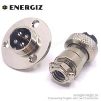 Connecteur mâle/femelle droit EnerGiz Electronics 16 mm en alliage de zinc noir Bakélite métallique aviation 4 broches GX16 à 3 trous avec bride