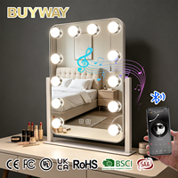 Sans fil 360 °   Miroir de maquillage portable Flip Holly Wood avec 12 LED, rechargeable par Type-C, avec/sans Bluetooth, gain de place