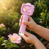 Microscope numérique rose pour enfants avec écran LCD, éclairage et panneau de commande rond, microscope de poche portable