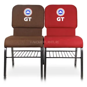 Chaise d'église en métal, siège suspendu, bordeaux, américain, avec logo, bon marché, pour adultes