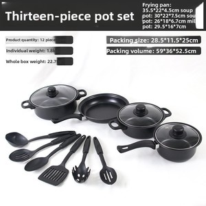 Juego de Utensilios de Cocina Antiadherentes de 13 Piezas, Estilo Moderno, Más Vendido, Incluye Olla <span class=keywords><strong>para</strong></span> Sopa, Olla <span class=keywords><strong>para</strong></span> Leche, Sartén y Tapa de Vidrio - Product Image 4