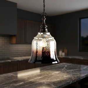 Luminaire suspendu en verre en forme de cloche, E27 LED, en laiton, hauteur réglable, taille moyenne, pour montage au plafond de cuisine - Product Image 2