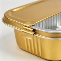 Boîte d'emballage à emporter en aluminium doré scellée 330 ml pour four, friteuse à air, barbecue et riz cuit