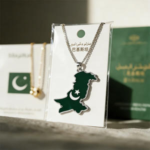 Collares con Estrella y Media Luna de Pakistán, Colgantes de Metal con la Bandera Nacional, Amuletos de Regalo Islámicos, Venta al por Mayor, Cadena de Cuentas para Turismo del Sur de Asia - Product Image 6