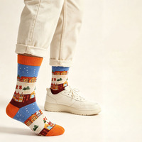 Chaussettes tubulaires en coton personnalisées avec logo jacquard 3D, style Noël, pour hommes, respirantes et anti-transpiration, prix usine, faible MOQ