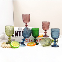 Verre Hxglass au design rétro européen classique, verre à motifs en relief pour l'eau, les boissons, les spiritueux, le lait, verre à vin classique coloré