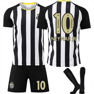Conjunto de Treino de Futebol Santos 2526, Camisa No.10 Neymar, Manga Curta, Conjuntos Infantis em Malha Listrada com Decote em V - Product Image 1