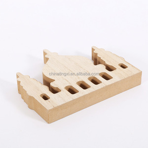 Hồi giáo Quà Tặng EID al-fitr Máy tính để bàn trang trí bằng gỗ trang trí mặt trăng lâu đài bằng gỗ Nhà thờ Hồi giáo khối xây dựng - Product Image 3