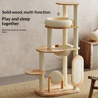 Arbre à chat durable de style japonais, gain de place, en chêne massif, avec lit intégré et griffoir en sisal – Mobilier moderne pour animaux de compagnie