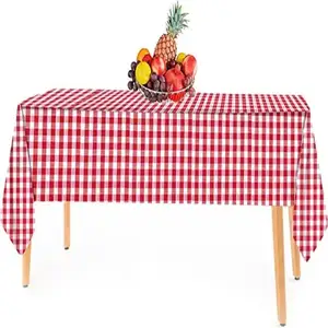 Disposable Tablecloth Outdoor Picnic Party Plastic Table Cover Red And White Lattice Rectangular Disposable Tablecloth