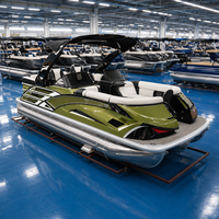 Bateau ponton en aluminium soudé de 22 pieds, série sport 12 personnes, double moteur hors-bord, max 250 CV, triple ponton, homologué CE, pour loisirs, station balnéaire, location