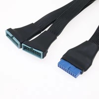 Dropship doble puerto USB 3,0 Tipo de Panel de montaje de tornillo hembra a placa base 19 pines/20 pines Cable plano Y divisor 1 a 2 DIY