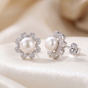 Natural Freshwater Pearl Earrings S925 Sterling <b>Silver</b> Curved Leaf Jewelry for Women Elegant Minimalist Wedding Gift - Product Image 4