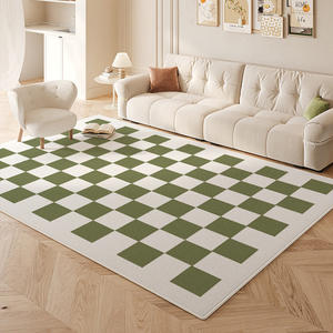 Alfombra de terciopelo cristalino rectangular con patrón geométrico antideslizante para sala de estar y dormitorio - Product Image 4