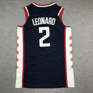Baloncesto 2025 al por Mayor y de Alta Calidad, Baloncesto Masculino Bordado y Cosido en Negro, Azul y Blanco # 2 Camisetas de Kawhi Leonard del Clippers - Product Image 2