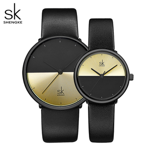 <b>Couple</b> Watch Two Tone <b>Matching</b> Three Hands Quartz Watch Waterproof Genuine Leather Strap for Daily Pair Wrist Watch - Product Image 4