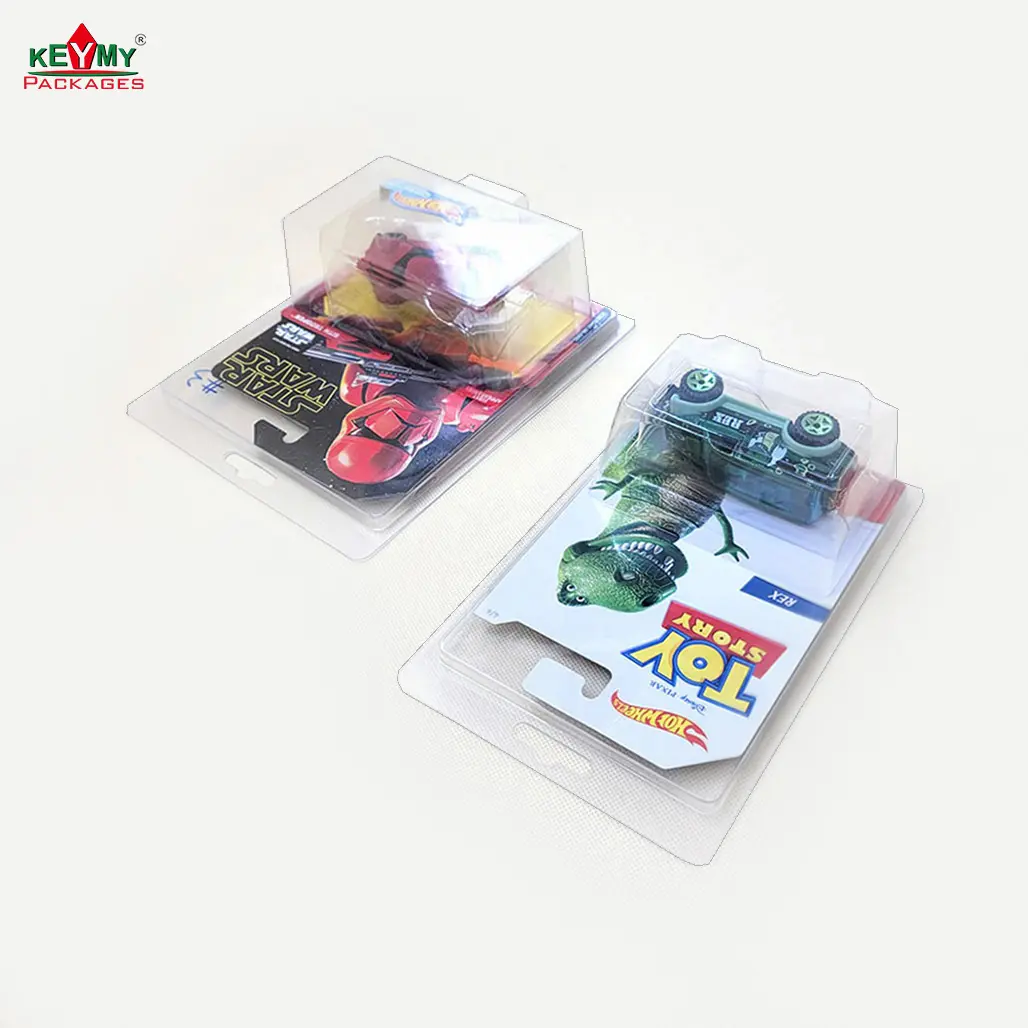 Paquete protector de burbujas desechable, personalizado, transparente, con tarjeta de papel para rueda caliente, coches de juguete