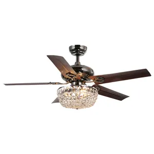 Luxury Crystal 48inch 5blade Led Ceiling Indoor Fans With Remote Control Ac Ceiling Fan With Light